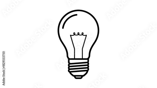 Outline of a classic light bulb, symbolizing ideas and innovation, isolated white background