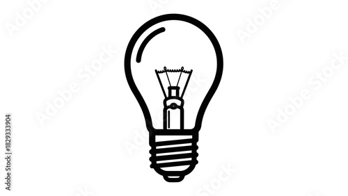 Minimalist Light Bulb Outline Icon, Idea and Innovation Concept on Isolated White Background