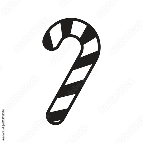 Classic candy cane with striped pattern representing treat and holiday sweet snack