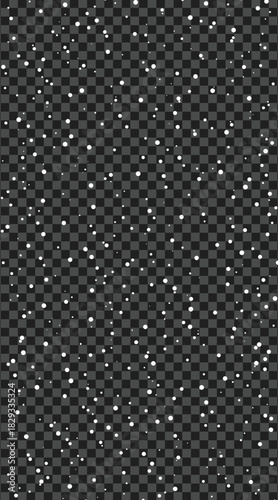 White snow flurries fall softly against the transparent background creating a peaceful winter scene