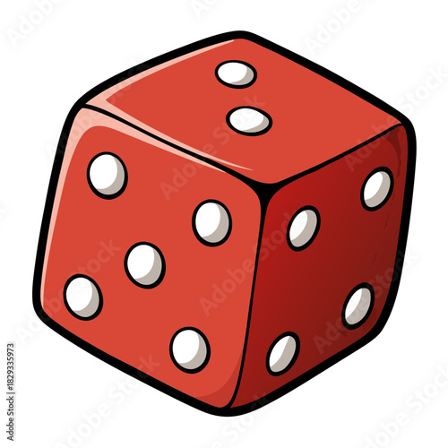 A single red die with white pips showing the numbers two three and four