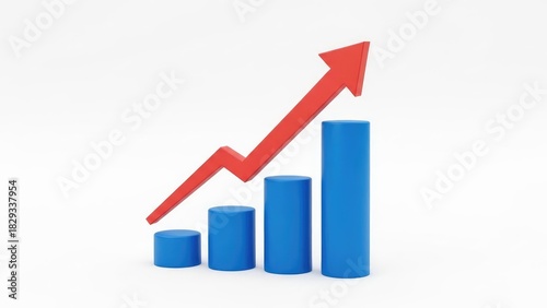 Free Download Dynamic 3D illustration showcasing a consistent upward trend in business performance, symbolizing growth, success, and positive financial progress. A red arrow points towards achievement - GFXLoad