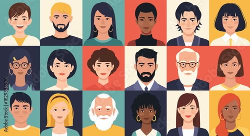 Engaging diverse team avatars for modern business website or social media profiles, showcasing inclusivity and connection in professional settings
