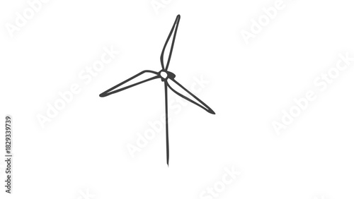 Hand drawn wind turbine illustration symbolizing clean energy, green technology and sustainability, perfect for eco conscious brand campaigns and environmental reports