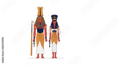 Explore ancient Egypt with this fascinating pharaoh and queen, perfect for historical documentaries or educational projects about Egyptian culture