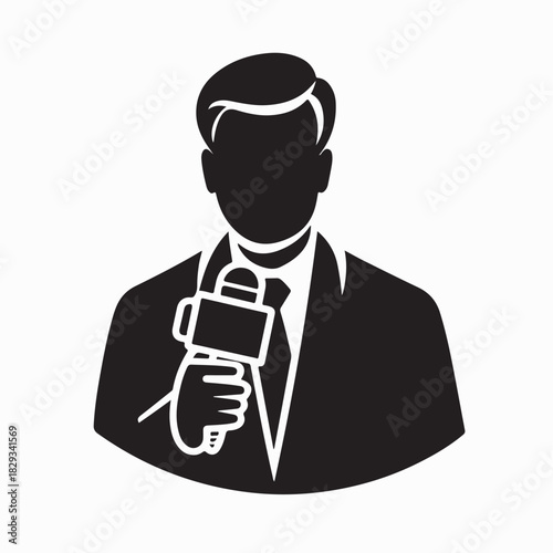 Professional male journalist logo vector isolated on white background