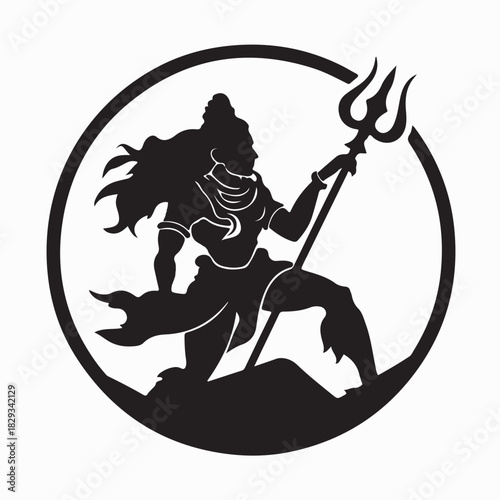Silhouette of Shiva Nataraja Performing Cosmic Dance Vector on white background