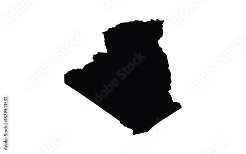 Algeria map silhouette on white background for geographic design