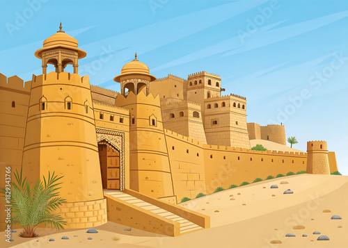 vector illustration of Jaisalmer Fort Rajasthan