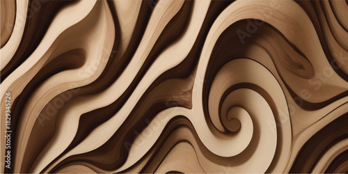 Abstract black and white chocolate pattern texture with a flowing swirl design for a seamless vector backdrop