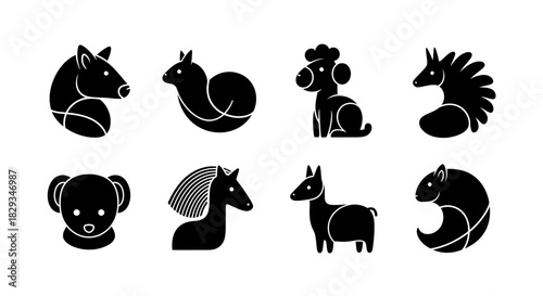 Elegant silhouette design featuring various animals, showcasing a clean and minimalist aesthetic