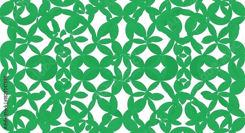 Vibrant Green Abstract Floral Pattern on White Background.