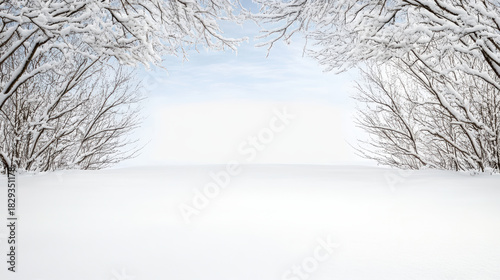 Snowy landscape snow winter tree horizon sky snowbank branch frost