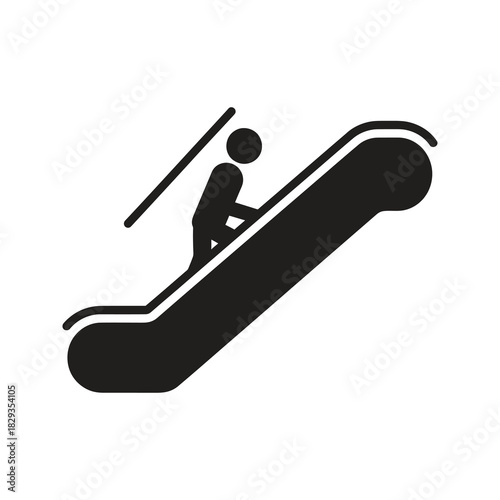 Escalator moving upwards symbolizing airport travel and passenger flow