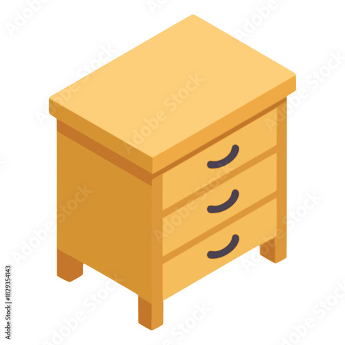 bedside table furniture decoration flat color vector illustration template design