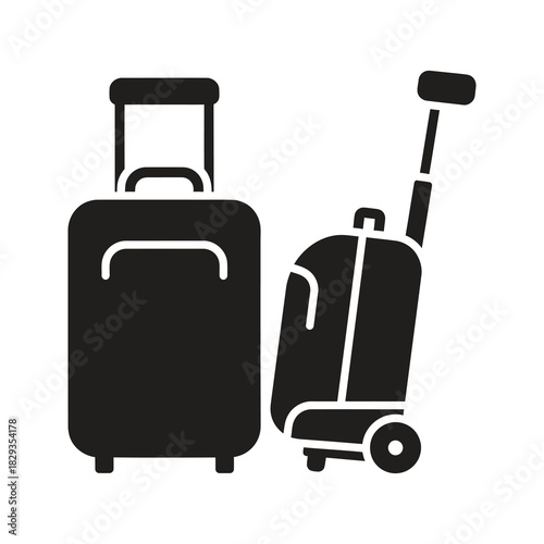 Luggage trolleys with suitcases symbolizing airport baggage handling and passenger convenience