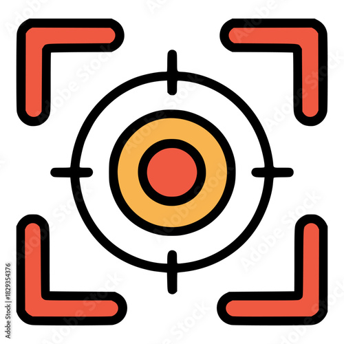 focus target shot flat color vector illustration template design