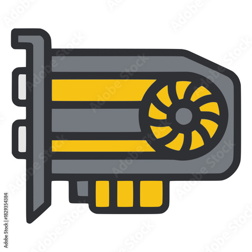 Graphic card hardware device computer flat color vector illustration template design