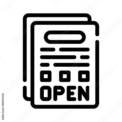 Open sign on a business hours document suitable for small business websites, marketing materials, social media posts, and advertising campaigns.
