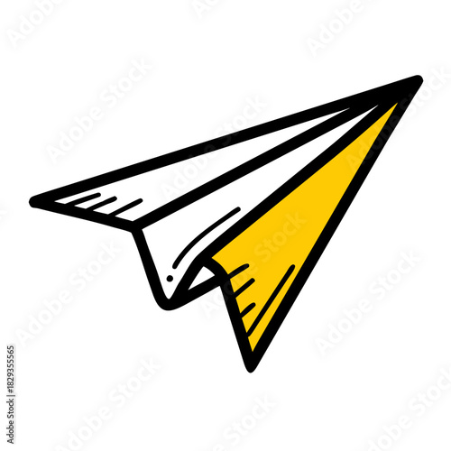Paper airplane with yellow wing