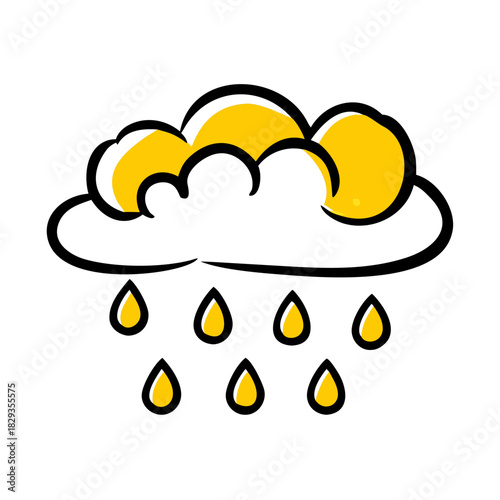 Cartoon cloud with rain drops