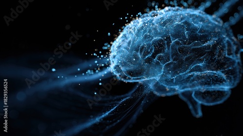 Fototapeta Naklejka Na Ścianę i Meble -  Exploring neural connections brain visualization digital realm 3d art scientific environment abstract concept