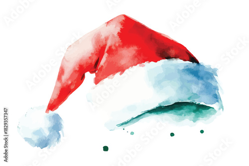 Santa Claus hat watercolor Christmas hand drawn illustration isolated on white background New Year 2026 decoration