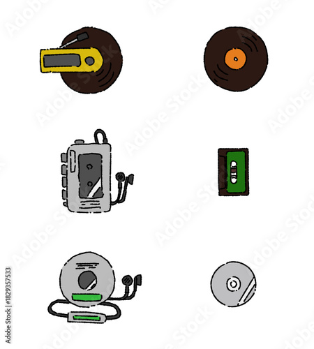 音楽プレーヤーとメディア　カラー