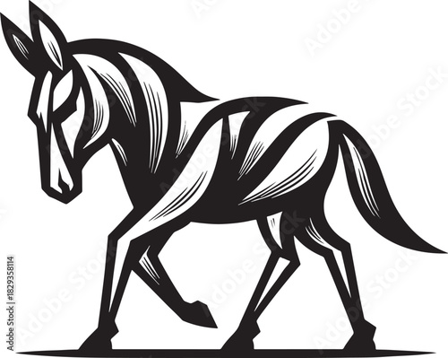 Horse vector illustration on white background. Horse silhouette isolated on white background