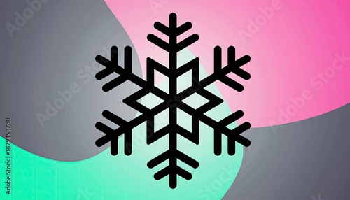 Snowflake Design on Colorful Abstract Background.
