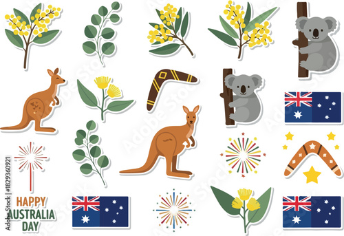 Australia Day Celebration Icons of the Land Down Under