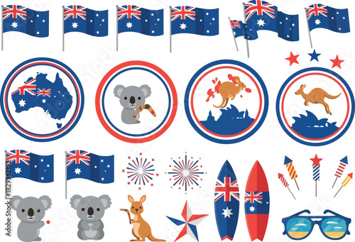 Australia Day Celebration Icons Collection