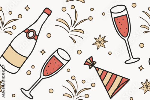 seamless pattern with champagne glasses