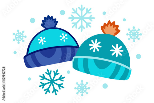 Winter caps with snowflake