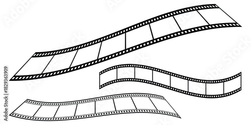 Film Strip icon illustration. Old retro tape film video movies, Grunge vintage film strip for photo video filming . Long vector Film strip icon. eps 10