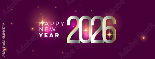 Elegant Silver & Gold 2026 New Year Banner Design