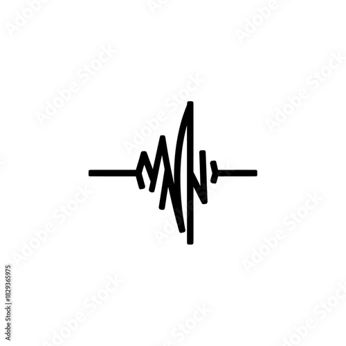Minimalist flat design logo of black seismograph icon showing earthquake activity vector illustration vector logo template
