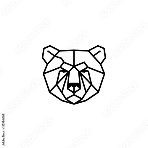 Minimalist flat design logo of geometric bear head, a modern and minimalist design for various applications vector logo template