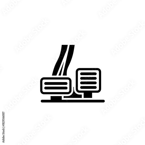 Minimalist flat design logo of car pedals, depicting accelerator and brake for driving safety vector logo template