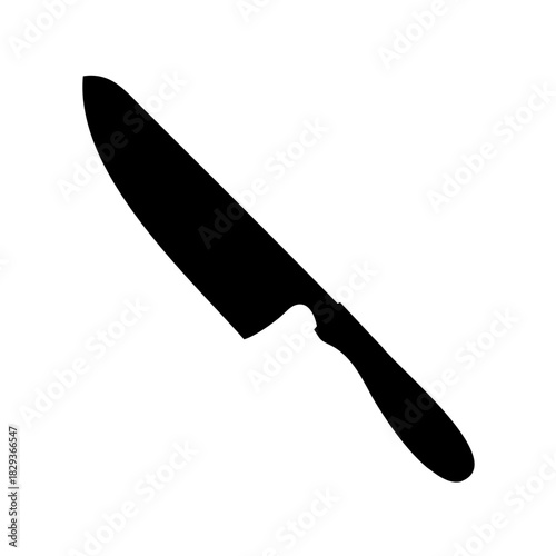 Sharp Cooking Knife in Silhouette on White Background for Culinary Projects