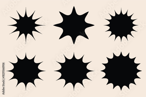 Comic speech bubble silhouette vector set, starburst and burst shape vector, comic explosion speech bubble. Vector illustration