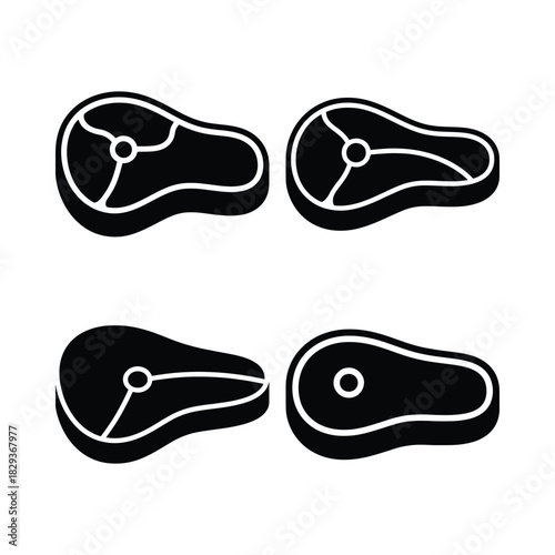 Meat silhouette icon set with cut and bone outline