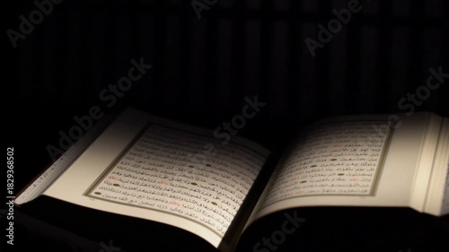 Islam holly book quran in shade shadow decoration muslim calligraphy religion background