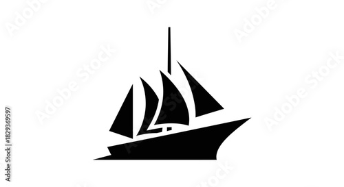 Sailing ship icon with transparent background