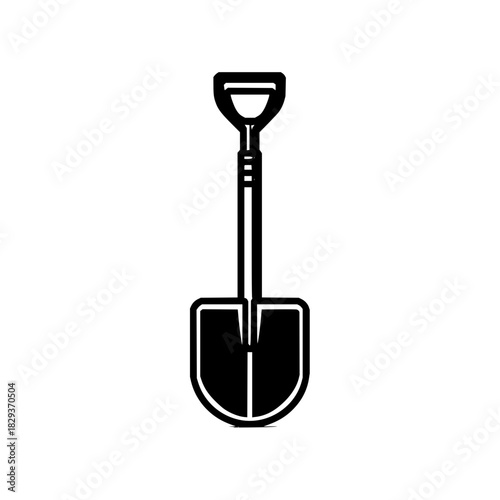 Shovel vector icon illustration for gardening digging and construction equipment tool in black and white style
