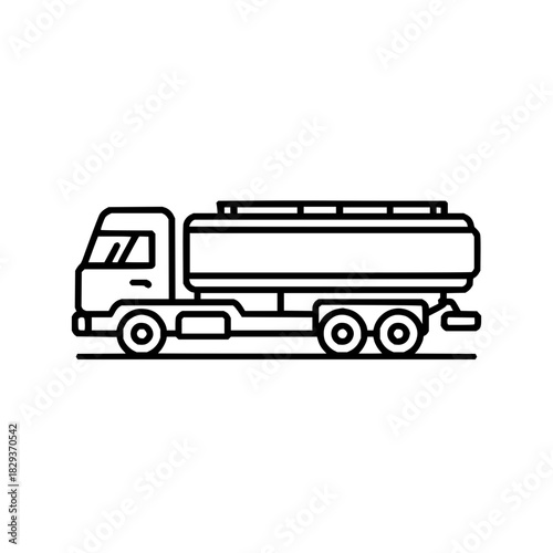 Fuel tank truck vector line art illustration for transportation and logistics industry design element needs