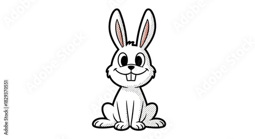 Delightful cartoon rabbit illustration with textured outline for playful designs and decorations