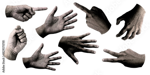 Retro hand art vintage collage element sticker. add noise.