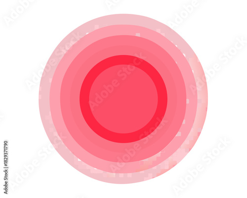Concentric circles of pink and red on a black background
