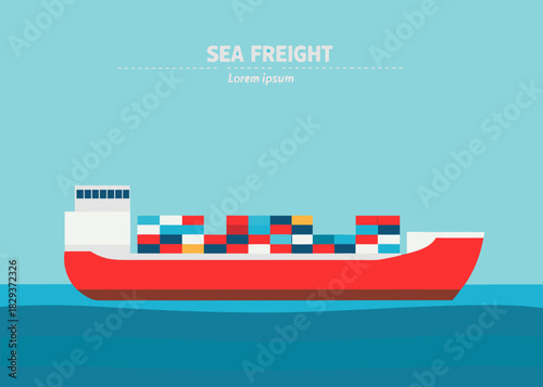 Large container ship transporting cargo across the ocean